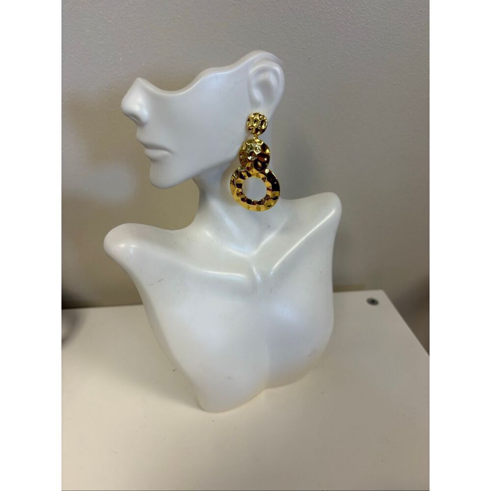 Textured Gold Double Ring Earrings